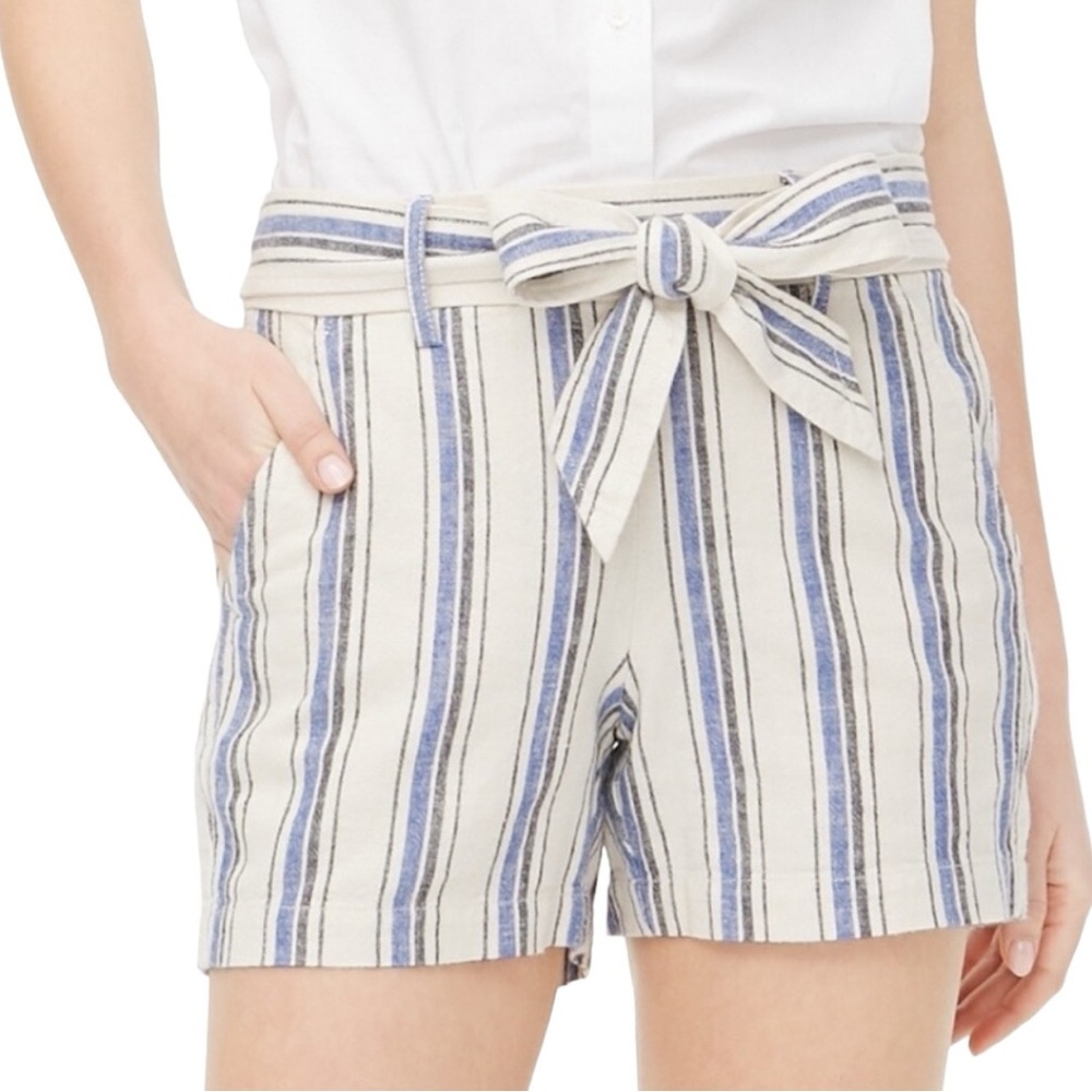 J.Crew Striped Linen Tie-Front Shorts - Picture 3 of 6